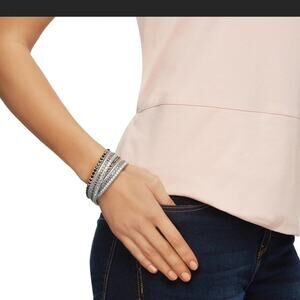 Swarovski Slake Double Wrap Bracelet with multi- row crystals in grey/silver NEW